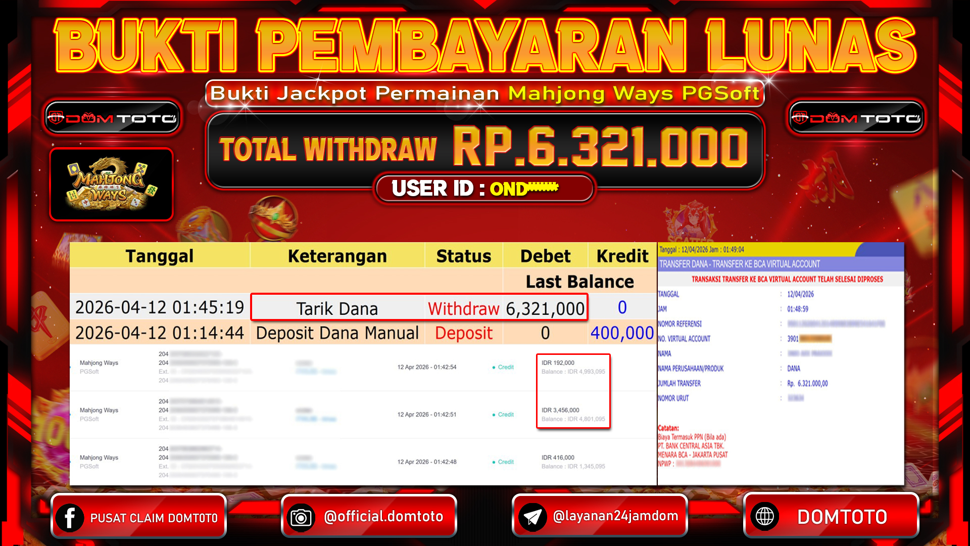 JACKPOT SLOT Mahjong Ways PGSoft 12 APRIL 2026